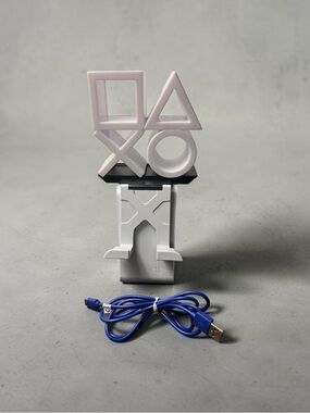 Sony White Controller & Headset Stand with Blue USB Cable